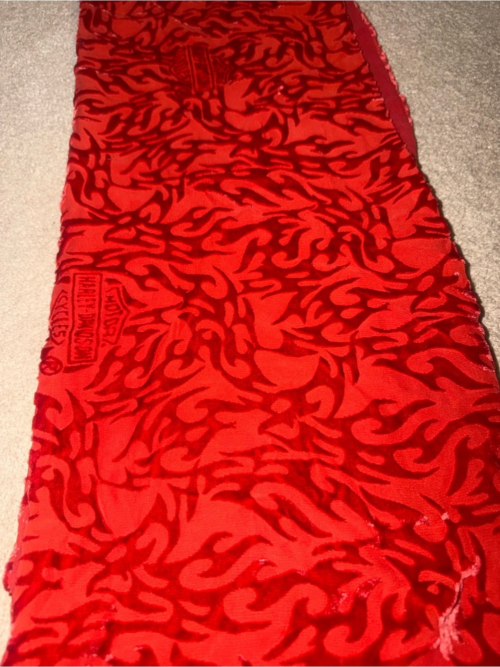 Vintage 90's Harley Davidson Flocked Flames Scarf - Picture 1 of 6